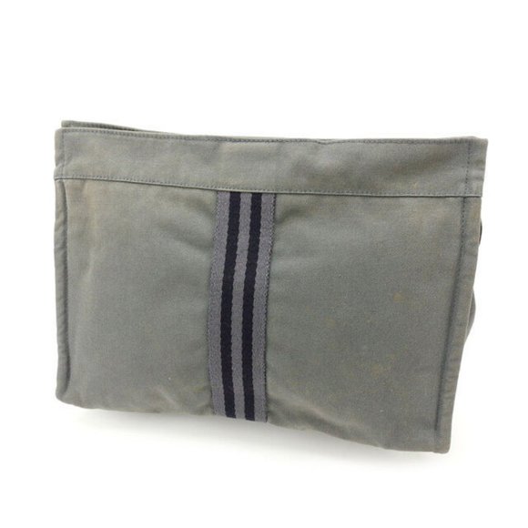 Hermes Clutch bag Fourre Tout Grey Black Woman Authentic Used Y1835 - Picture 1 of 5